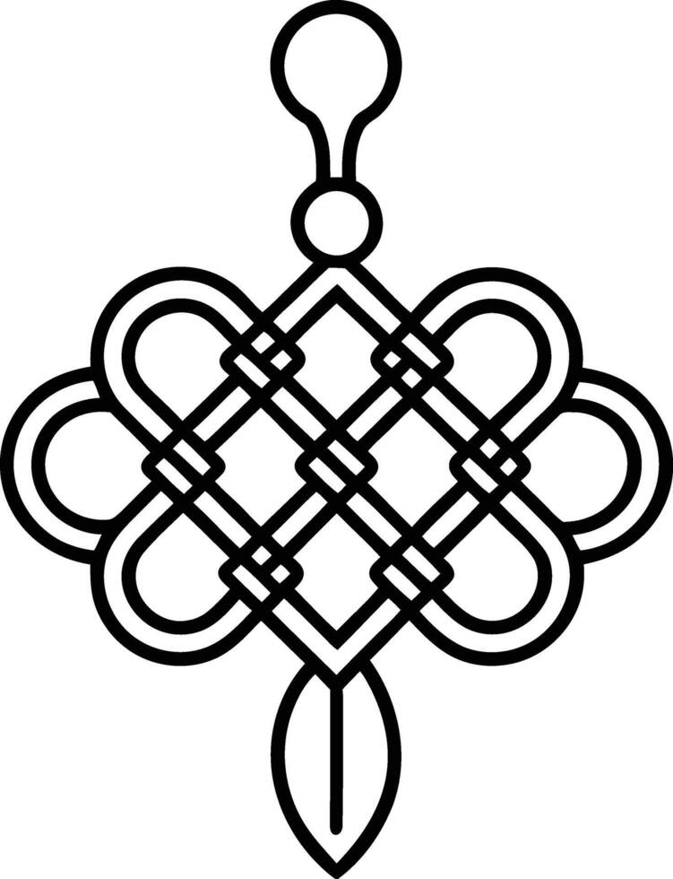 Beautiful Chinese knot-like, Chinese knot silhouette, Chinese knot line art Design vector
