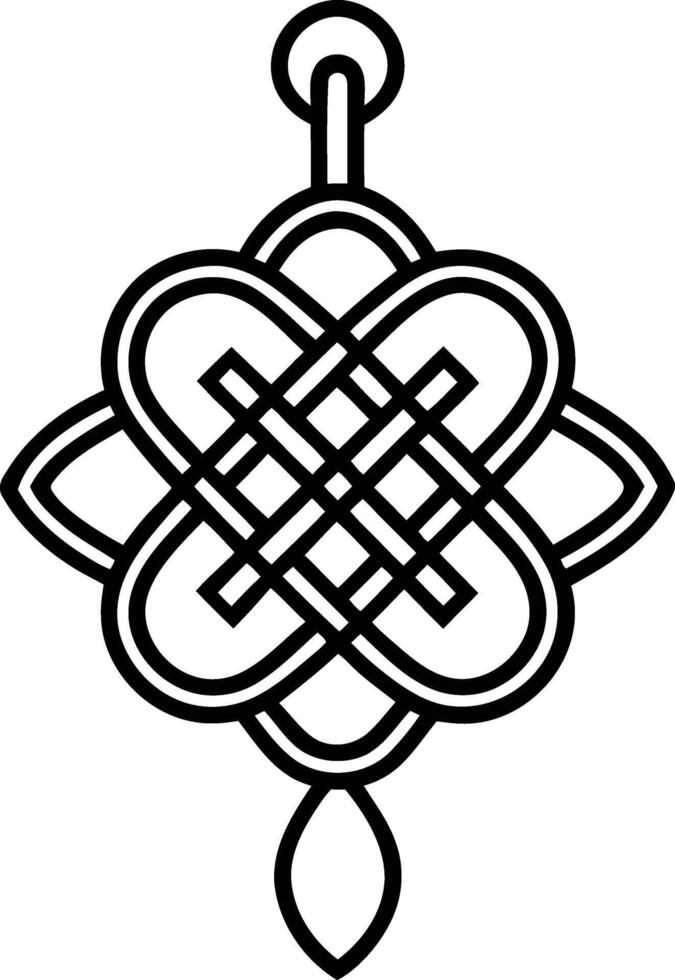 Modern Chinese knot-like, Chinese knot silhouette, Chinese knot line art Design vector