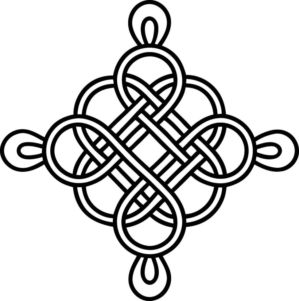Modern Chinese knot-like shape, Chinese knot silhouette, Chinese knot line art Design vector
