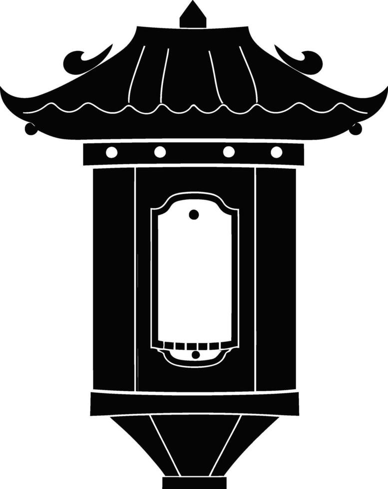 Hand drawing Chinese paper lantern silhouette illustration, Chinese paper lantern design vector