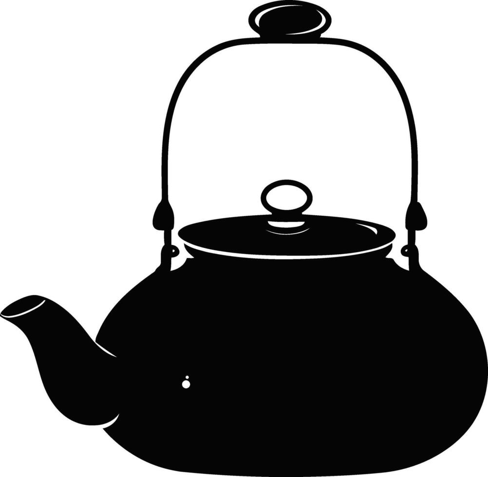 Japanese Chinese tea pot silhouette illustration design, Japanese tea pot icon drawing vector
