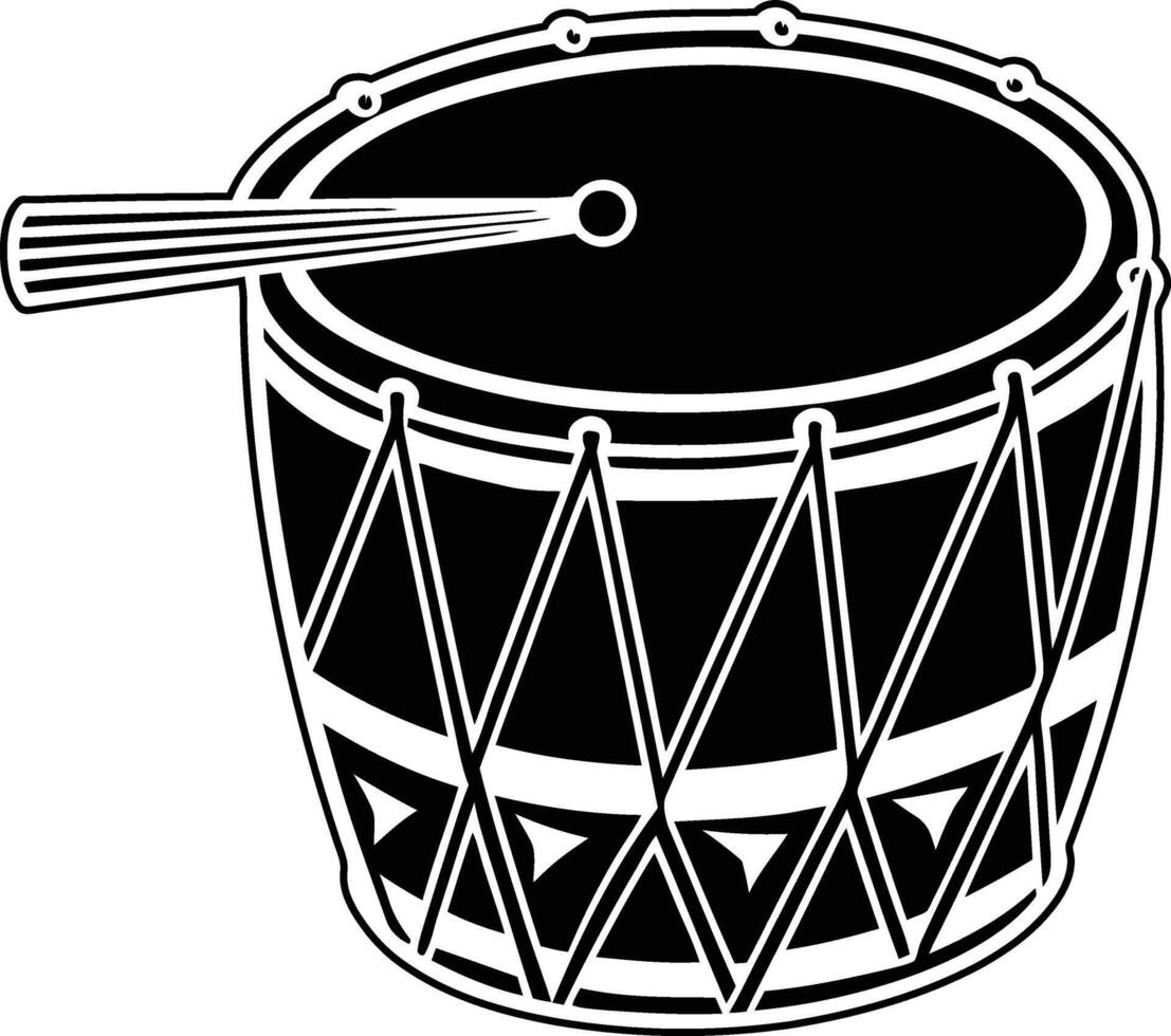 Black Drums silhouette illustration, Drums design, Drums line art vector