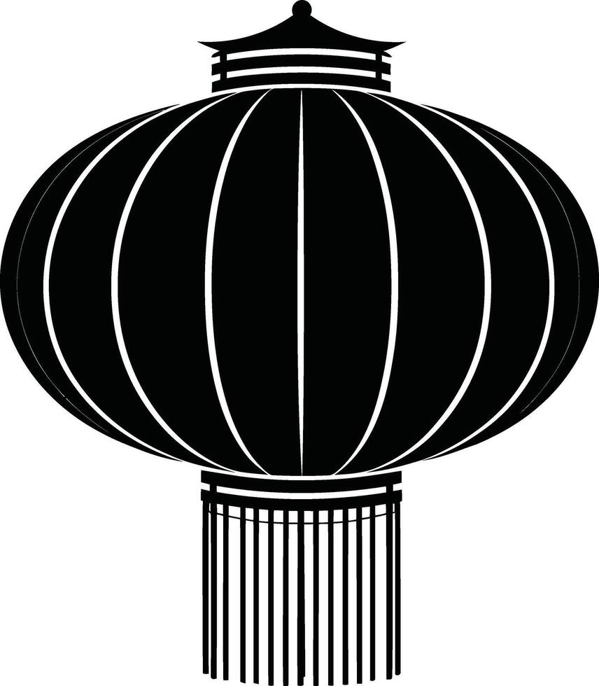 Chinese paper lantern silhouette illustration, Chinese paper lantern design vector