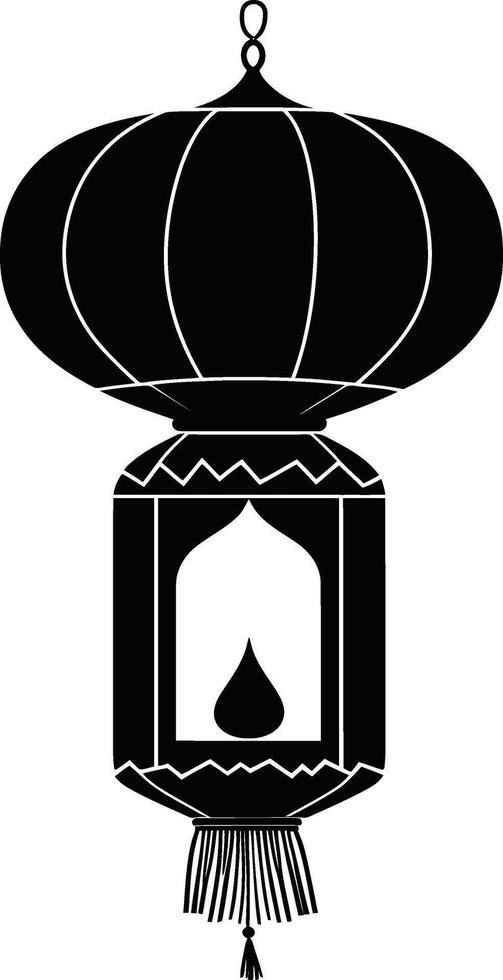 Premium quality Chinese paper lantern silhouette illustration, Chinese paper lantern design vector