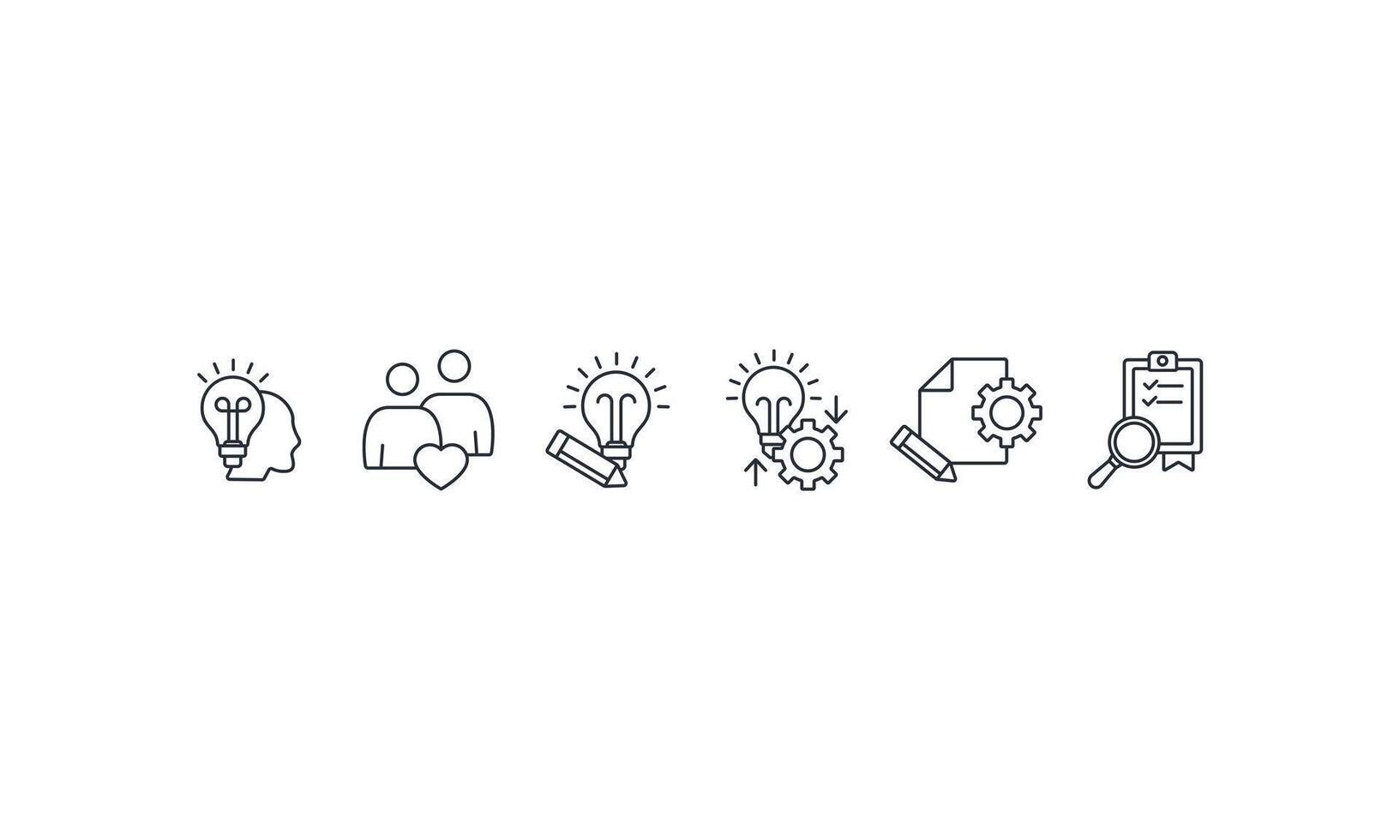 Design thinking icons set isolated on White Background Flat style design vector
