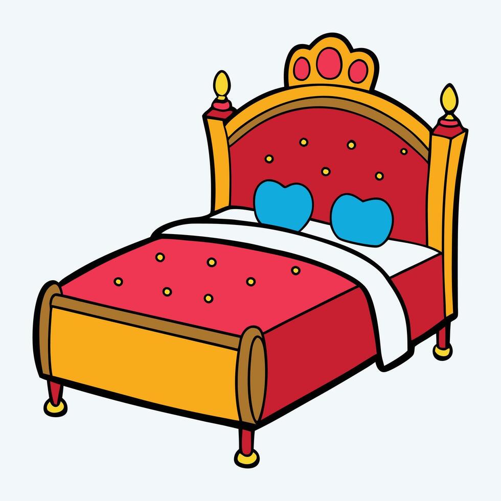 a cartoon bed with a crown on it vector