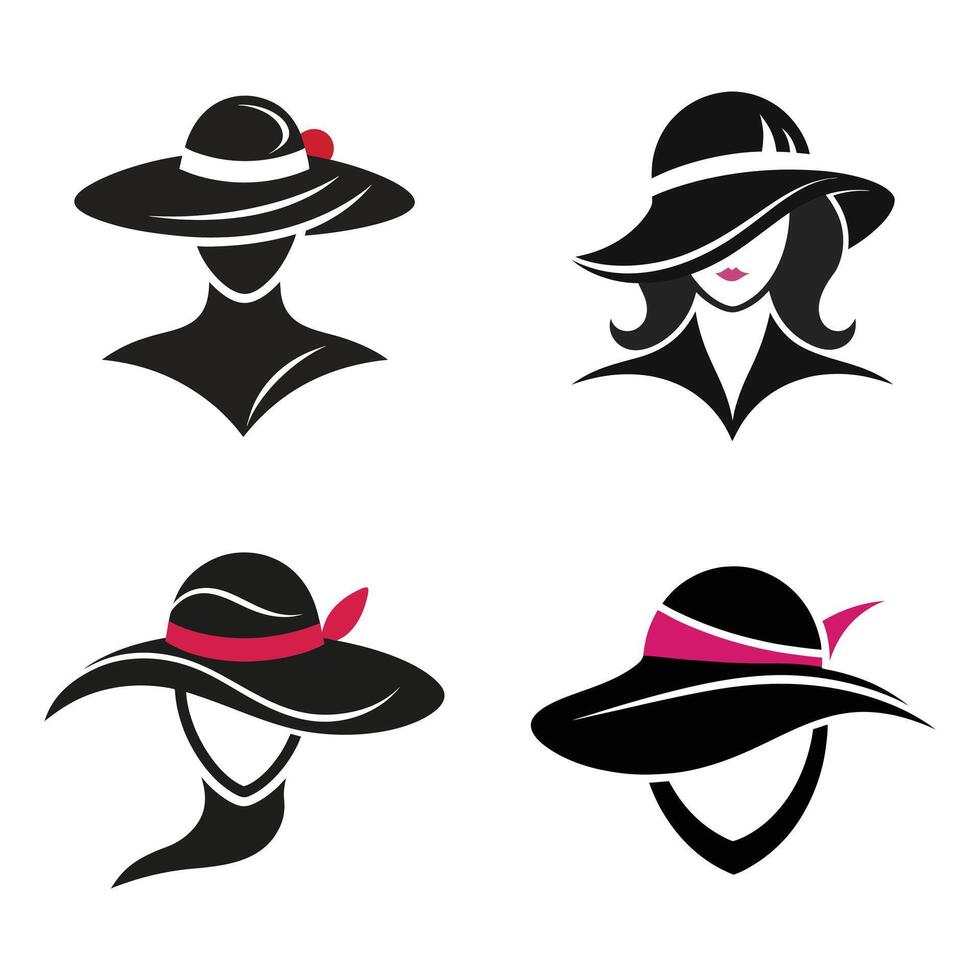 four hats with different colors and styles vector