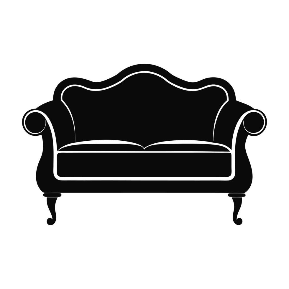 black and white sofa. vector