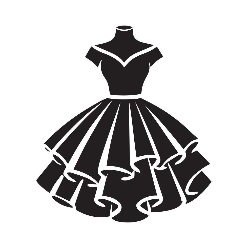a black and white dress silhouette on a white background vector