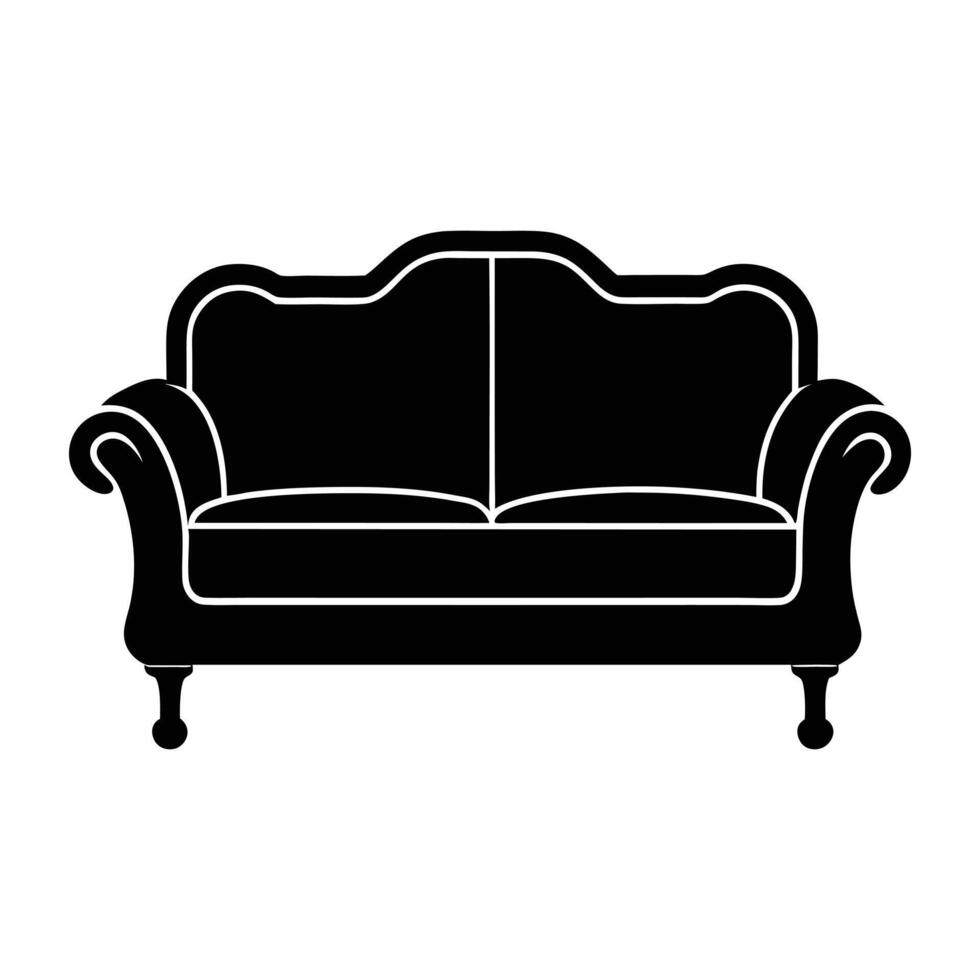 silhouette of sofa white background. vector