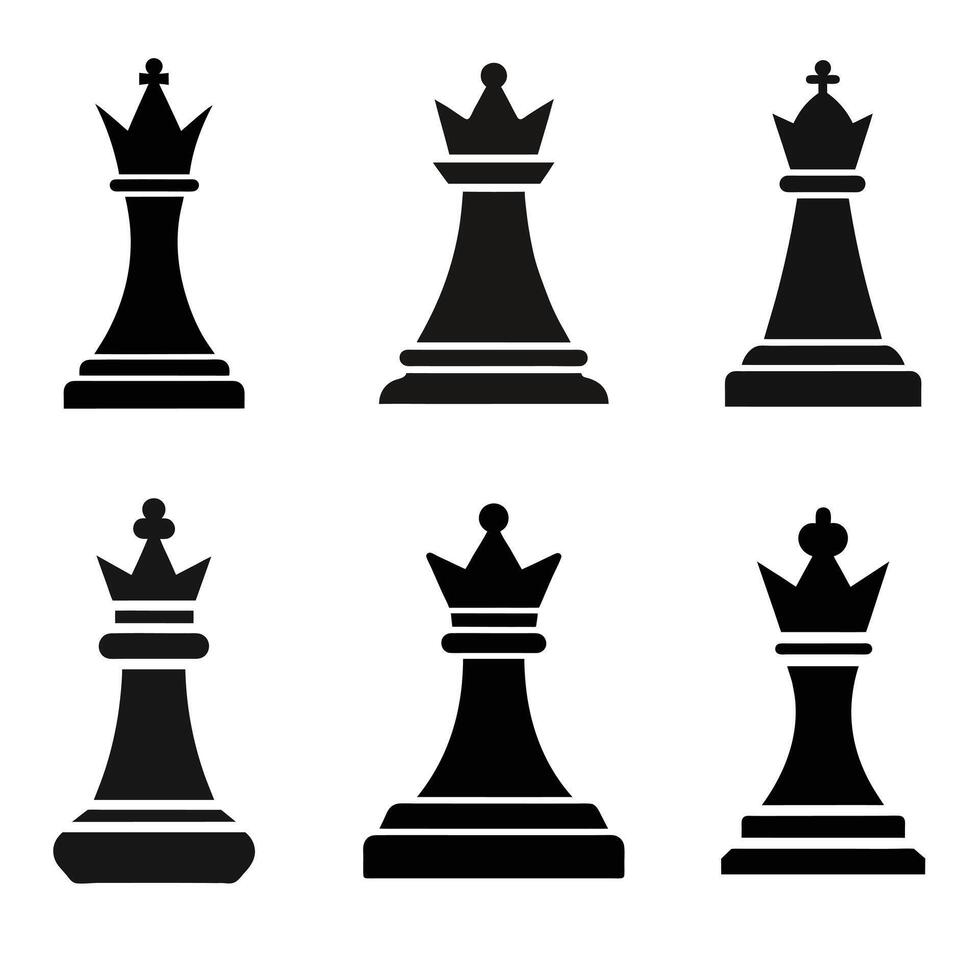 chess pieces set, black and white illustration vector