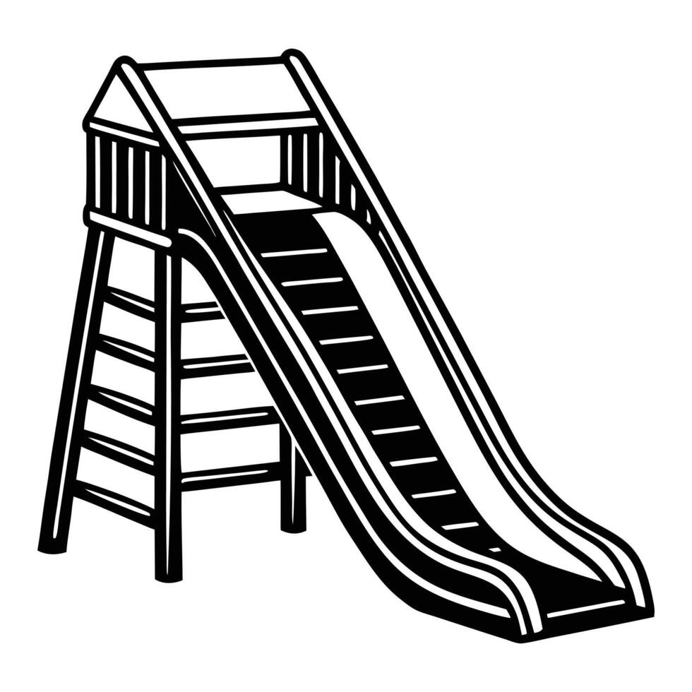 a black and white drawing of a slide vector