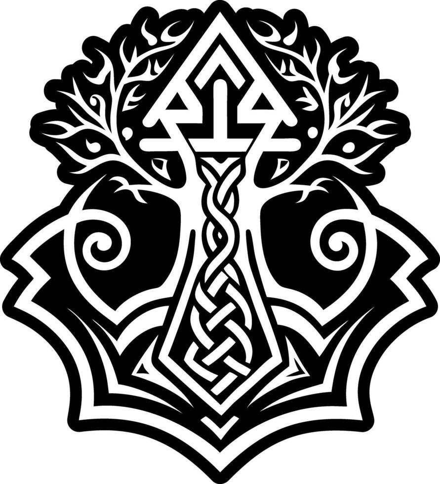 A glyph style icon of yggdrasil symbol vector