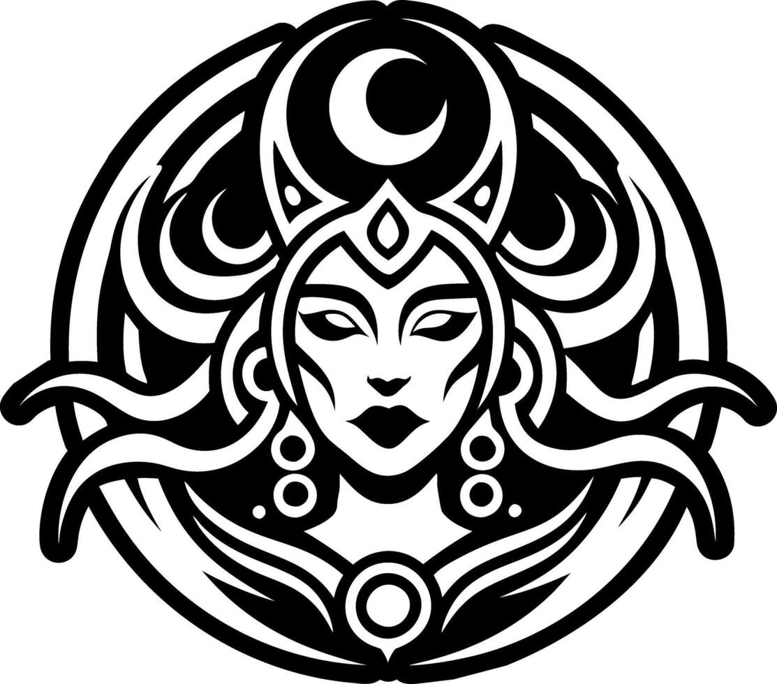 A filled style icon of moon goddess symbol vector