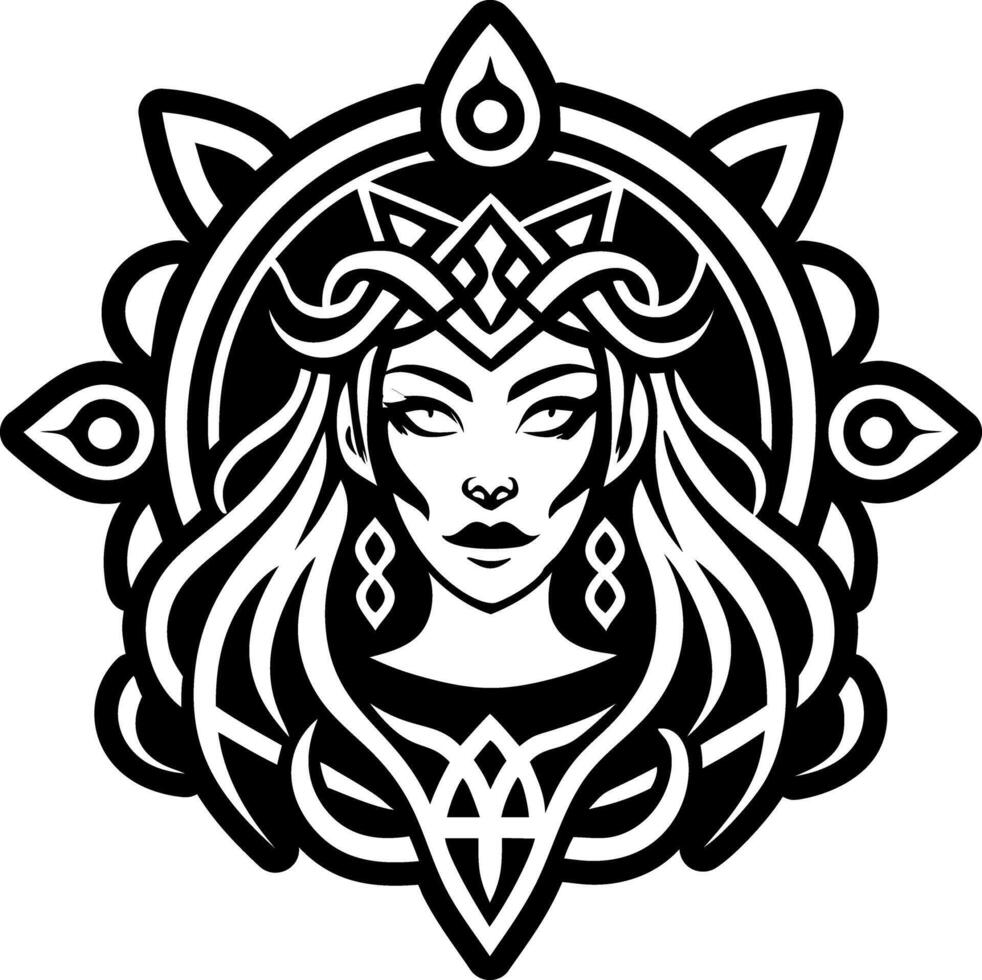 A solid style icon of maiden symbol vector