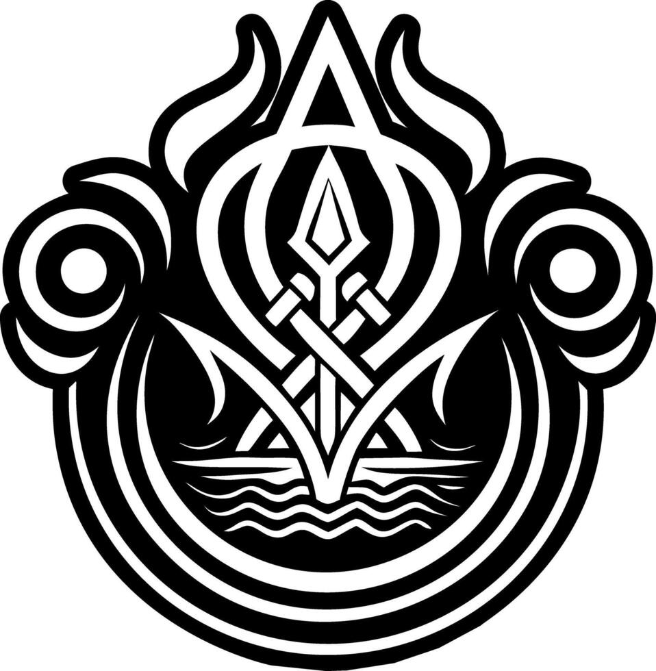 Water rune icon in solid style vector
