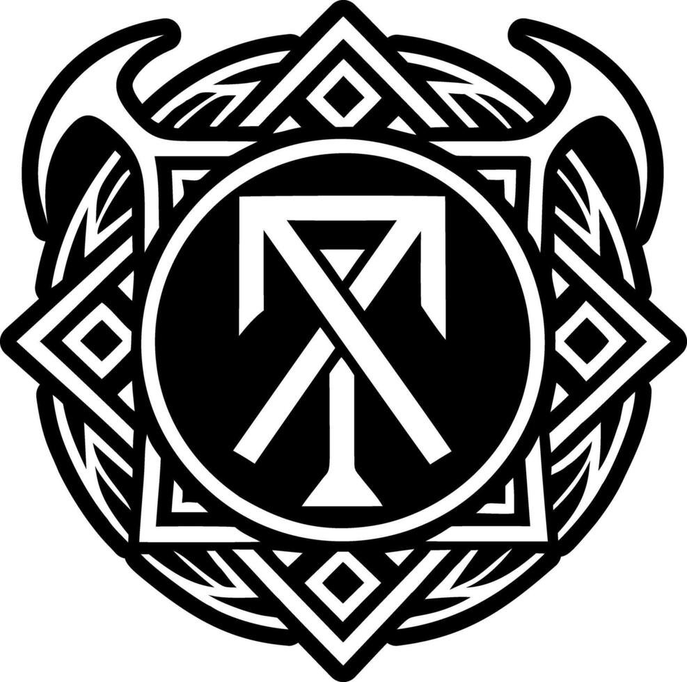 A solid style icon of strength rune symbol vector