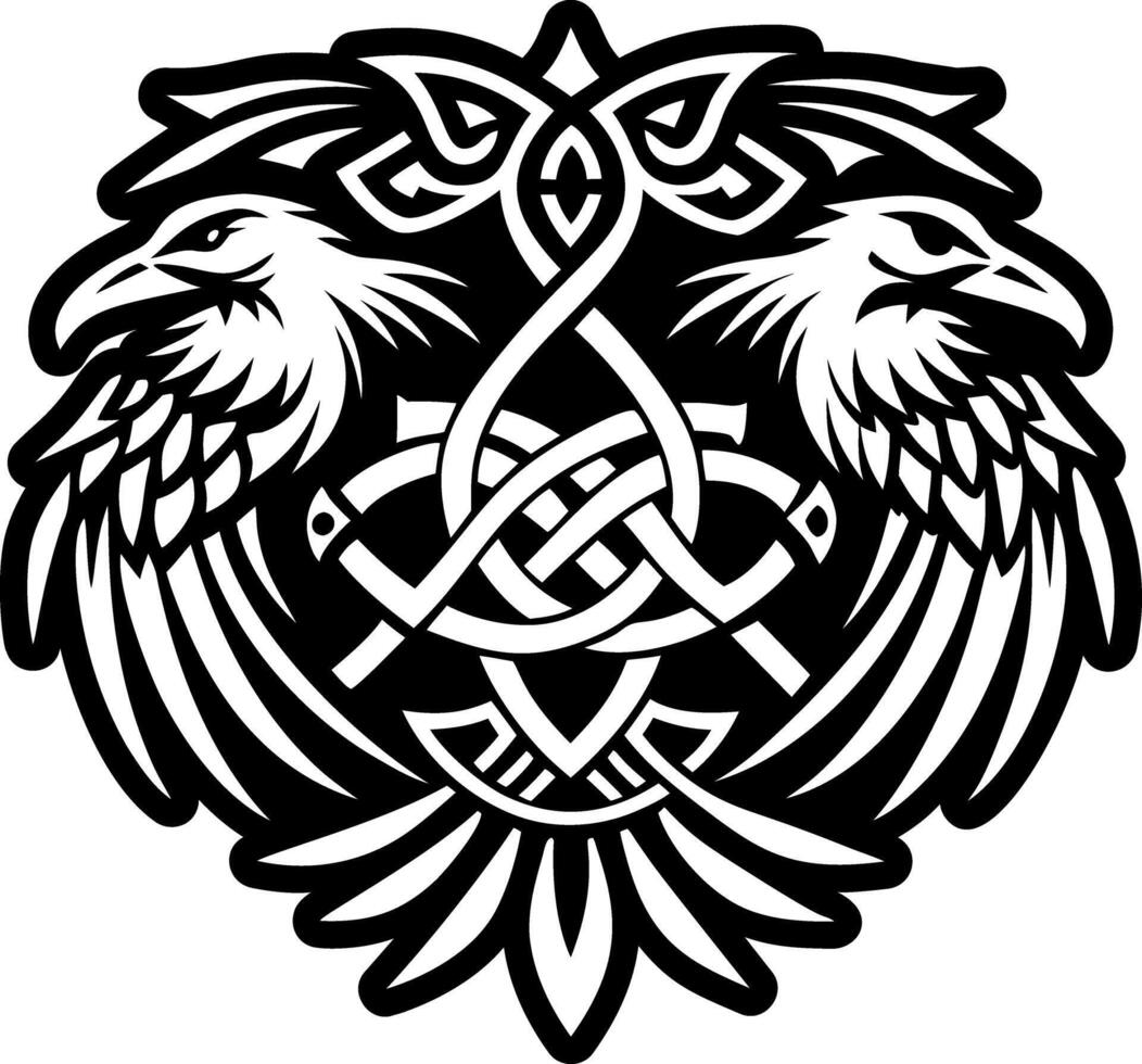 A glyph style icon of raven tattoo symbol vector