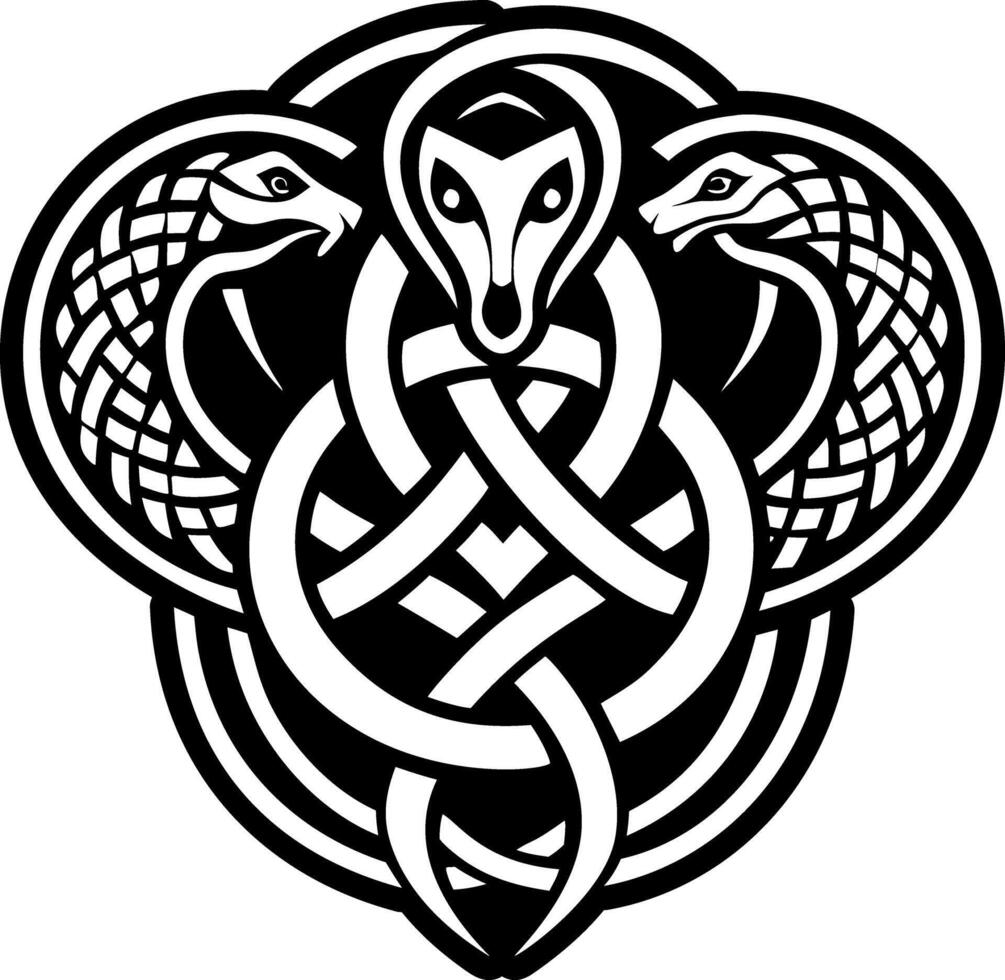 Celtic serpent icon in solid style vector