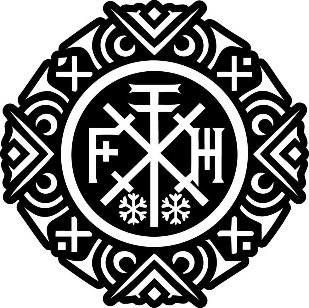Fehu tattoo icon in solid style vector