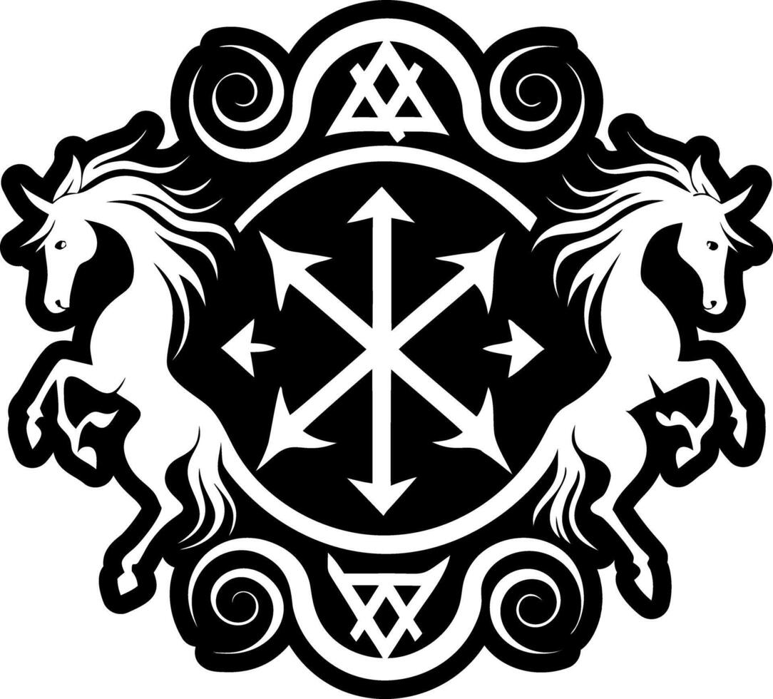 Horse tattoo icon in solid style vector