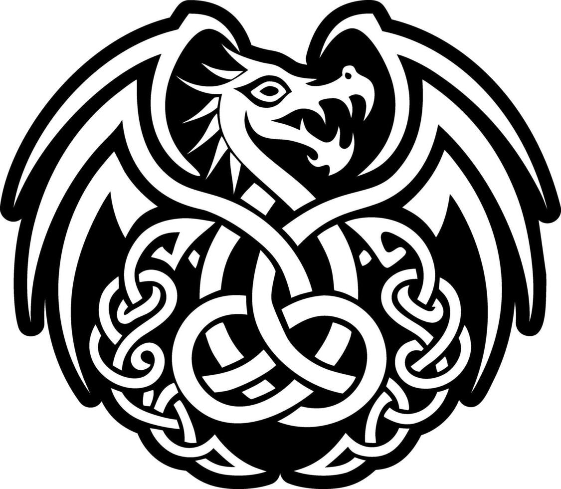 Celtic dragon icon in filled style vector