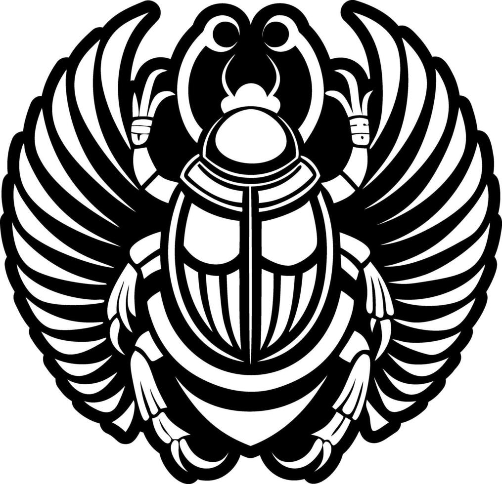 Egyptian scarab icon in solid style vector