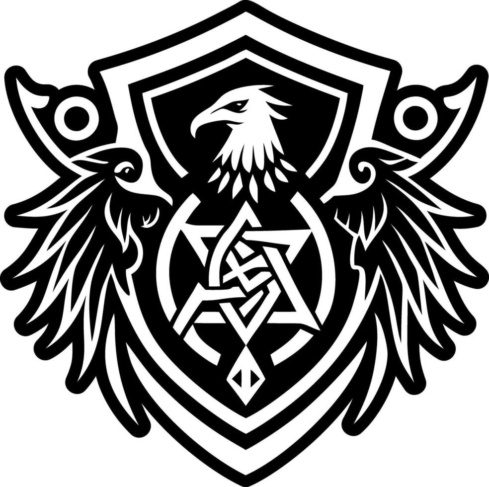 A filled style icon of raven shield symbol vector