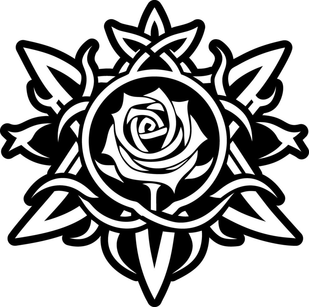 A solid style icon of rose tattoo symbol vector