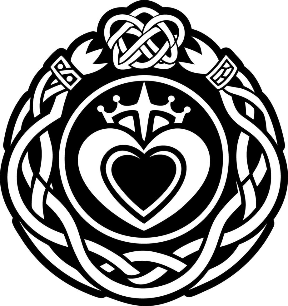 Claddagh ring icon in solid style vector