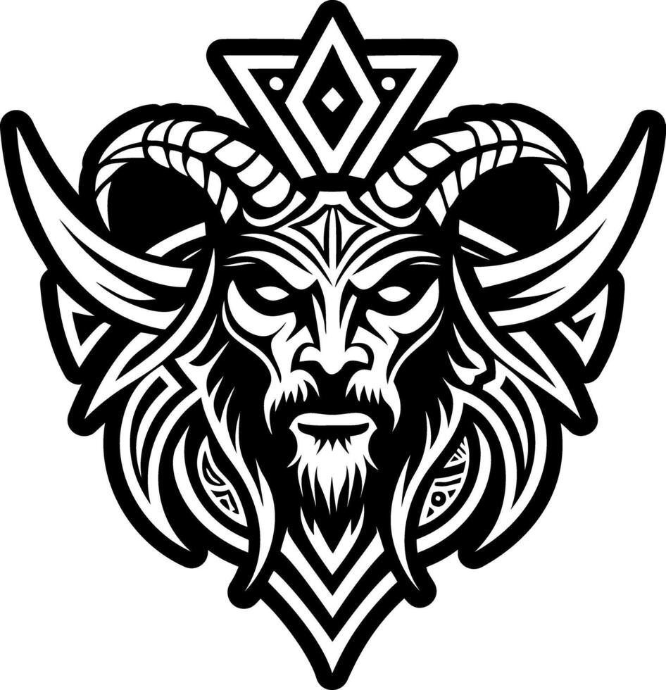 Horned god symbol icon in solid style vector