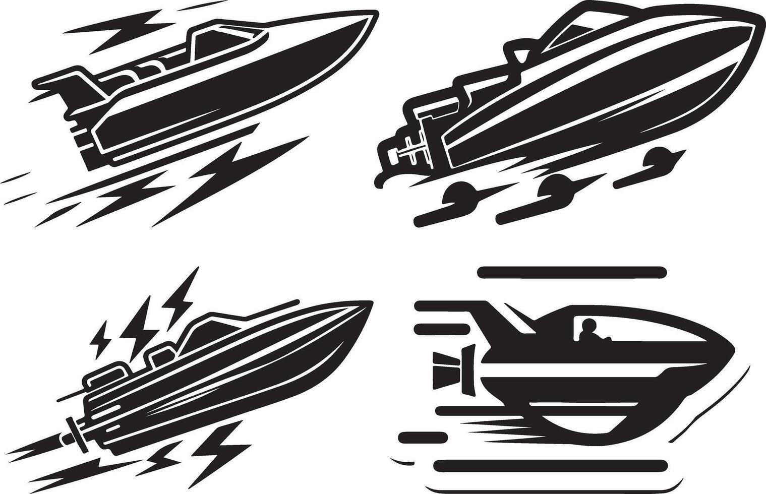 Modern Electric Boat Logo Racing Thunder Effect vector