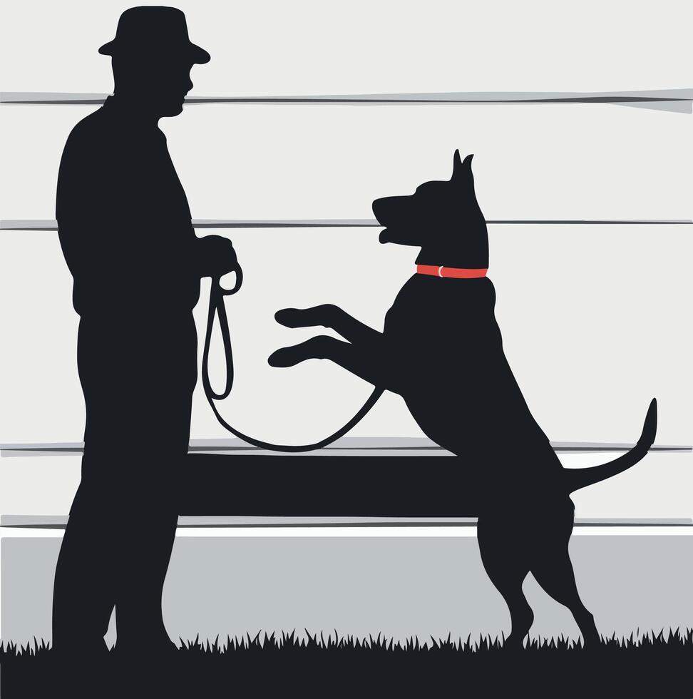 boy and dog silhouette vector