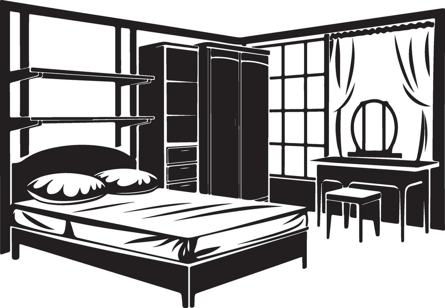 bedroom interior design vector