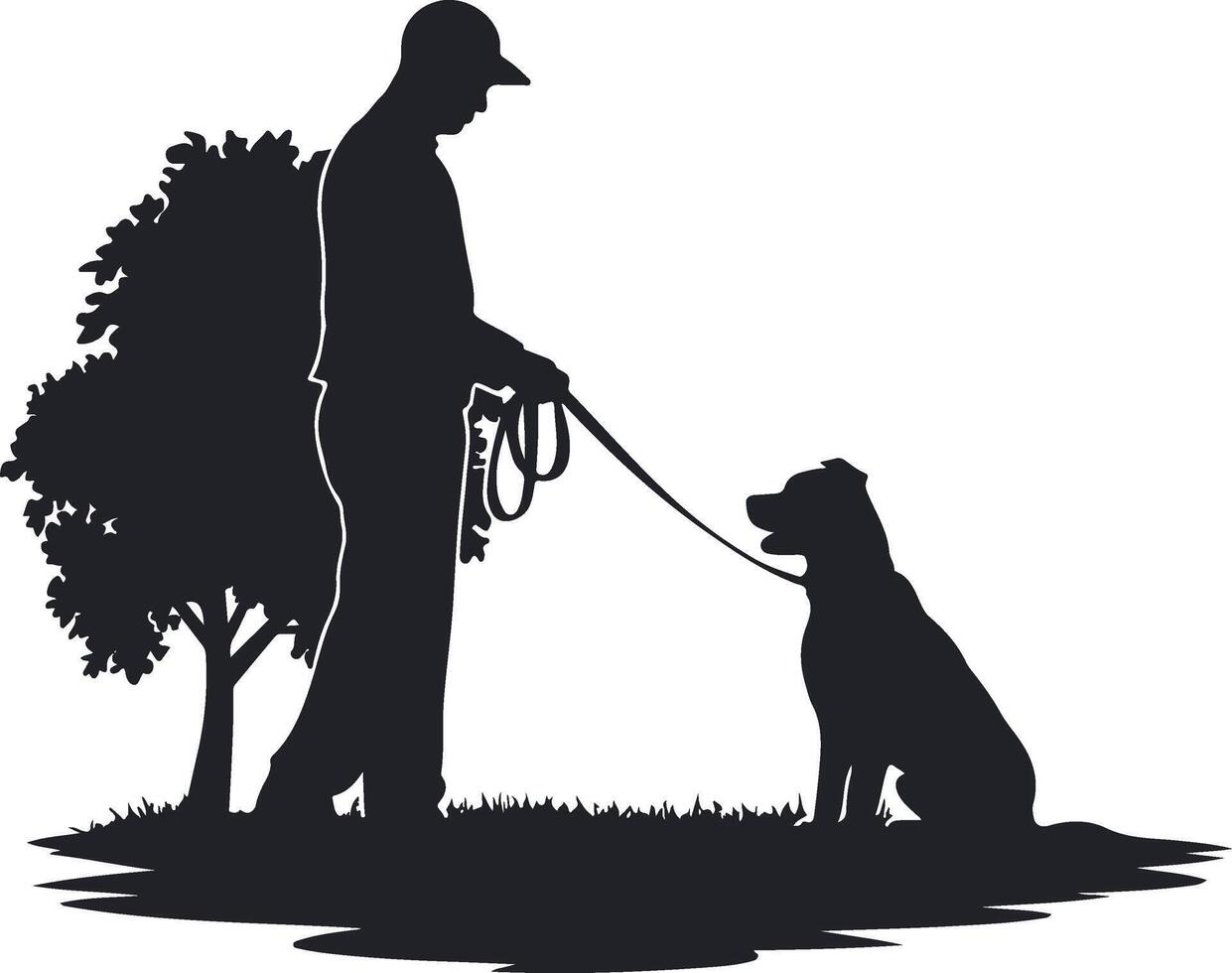 man and dog silhouette vector