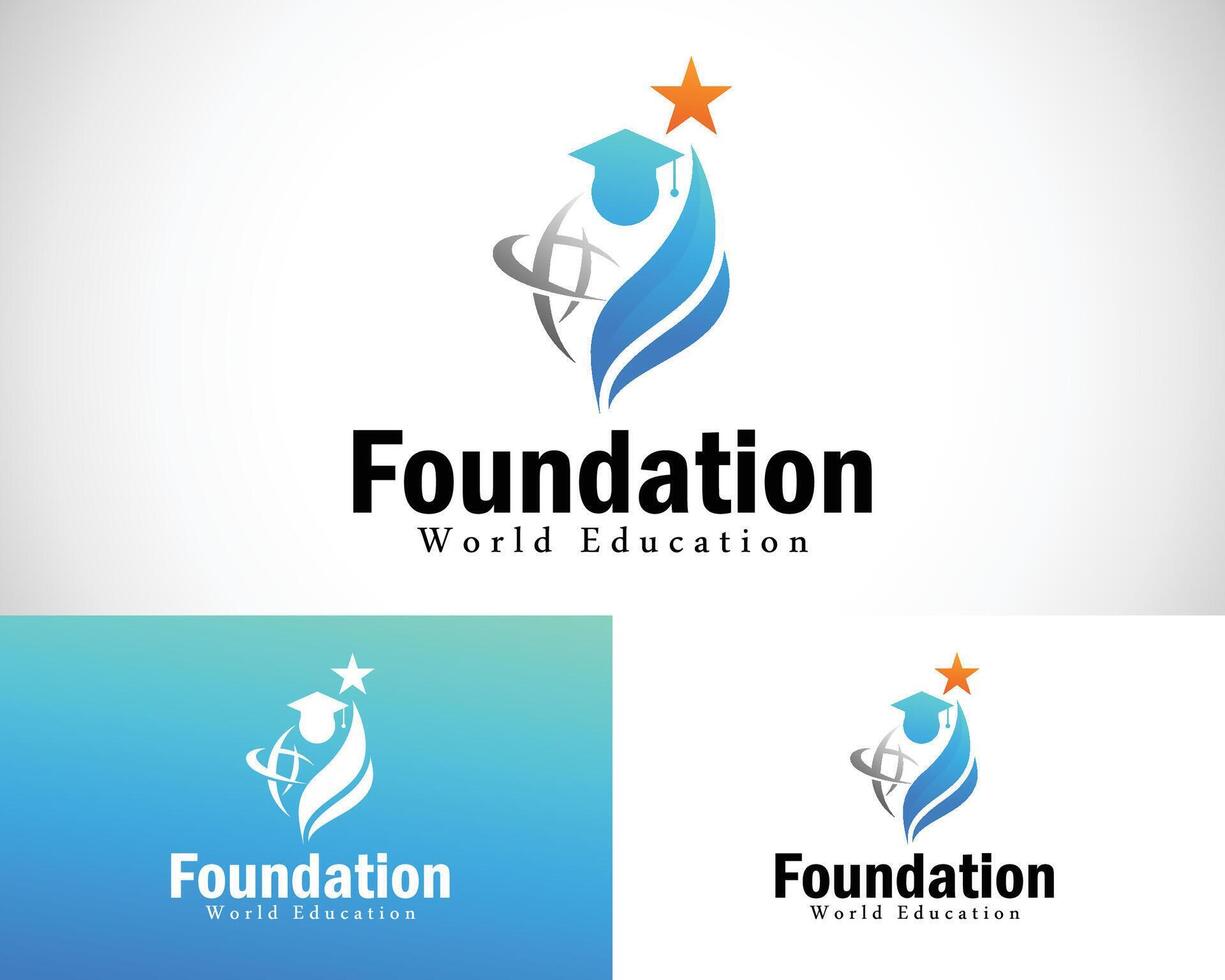 foundation logo creative world education business design concept vector