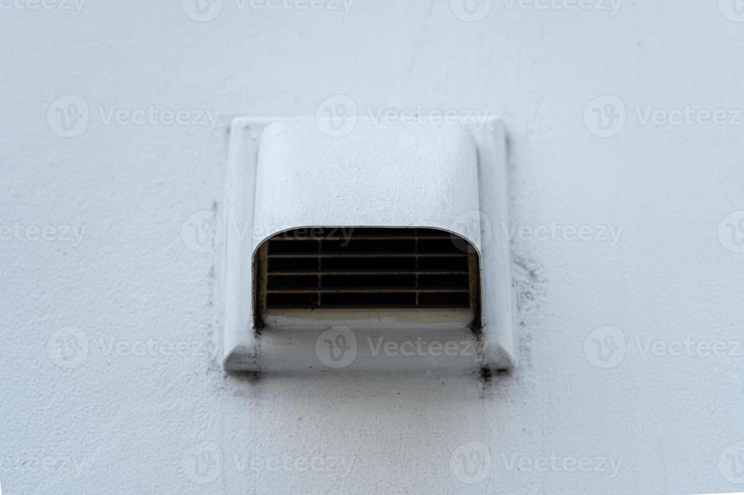 Wall-mounted ventilation grille for air circulation. photo