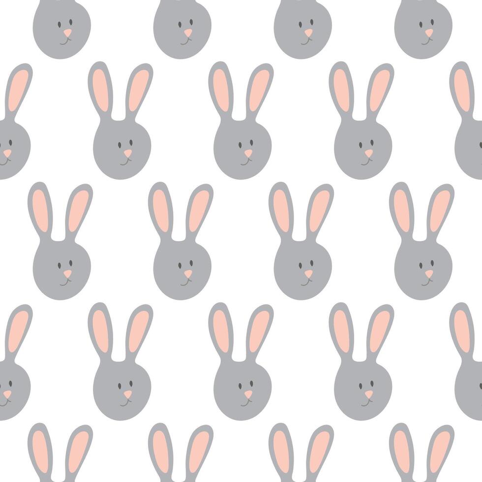 Seamless Pattern with Cute Gray Bunnies on a White Background vector