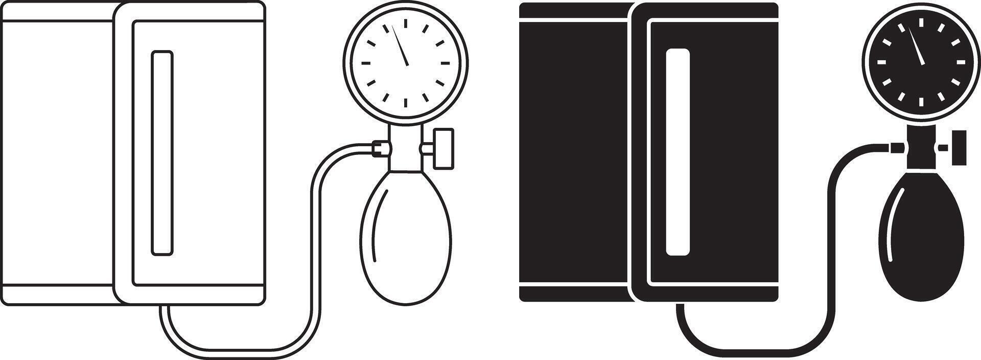 Sphygmomanometer also known as a blood pressure monitor, or blood pressure gauge icon set vector