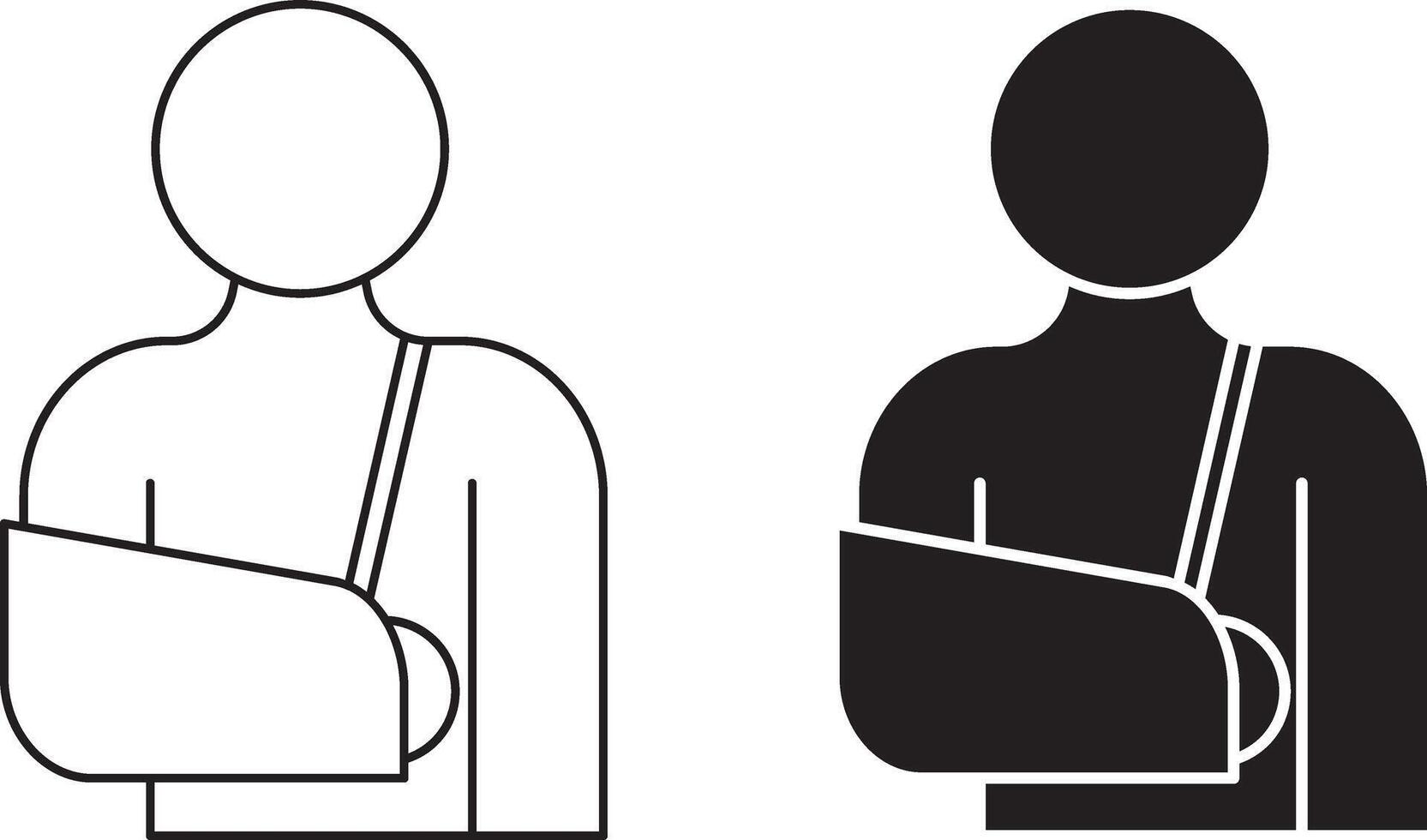 arm broken with arm sling icon set vector