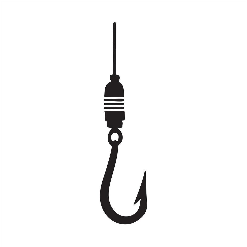 fishing hook silhouette on white background vector