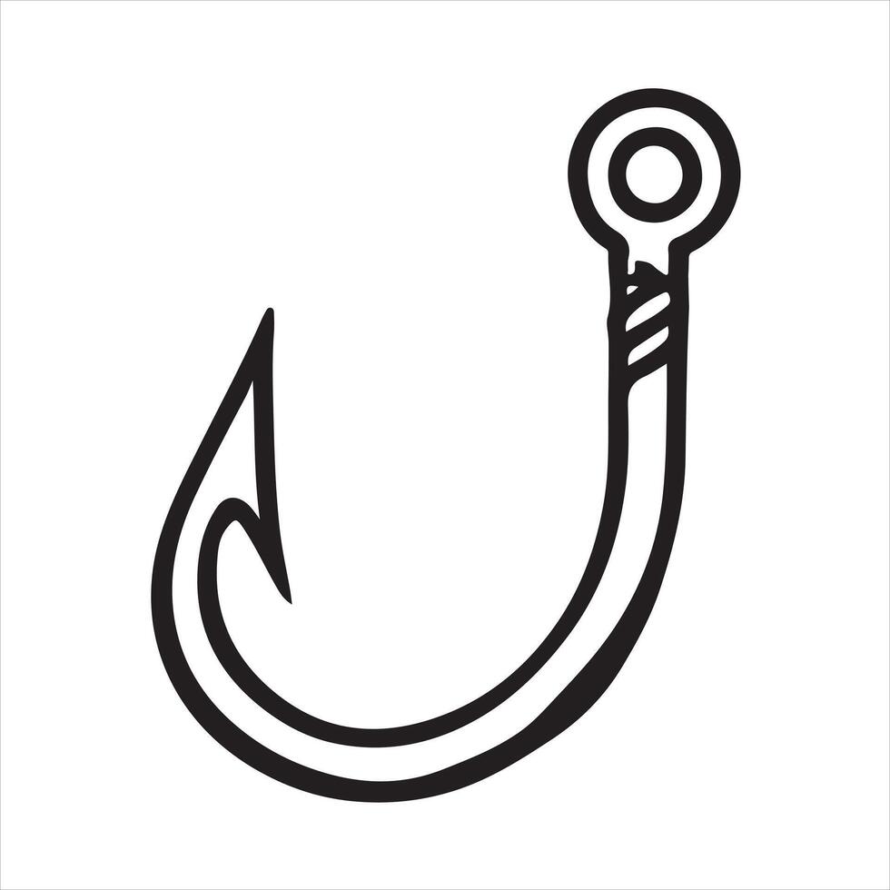 Single one line fishing hook silhouette on white background vector
