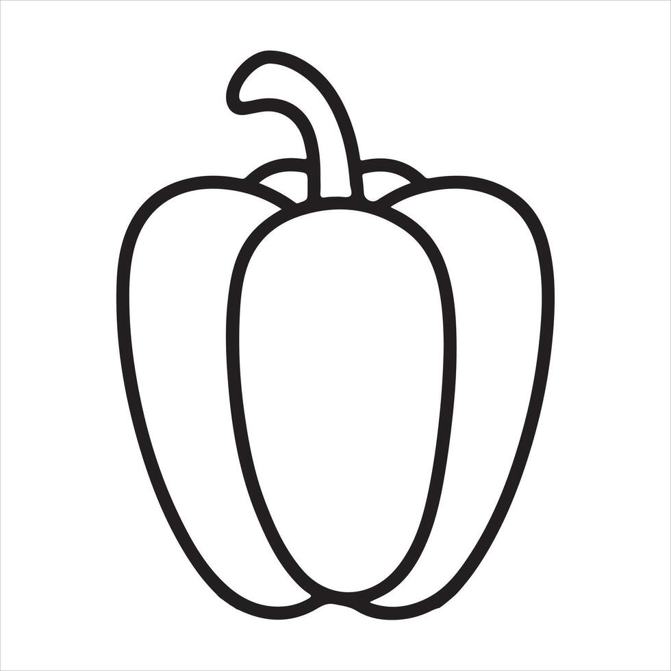 Single one line Single bell pepper silhouette on white background vector