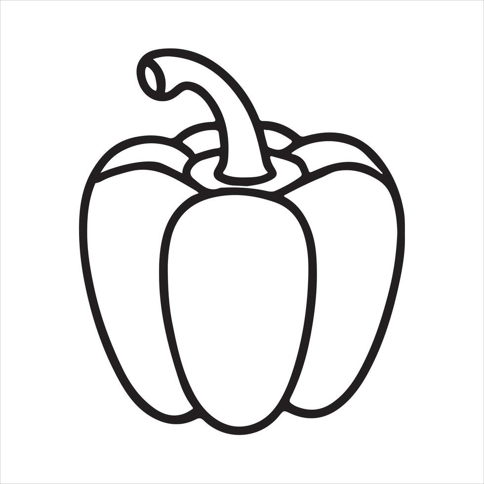Single one line Single bell pepper silhouette white background vector