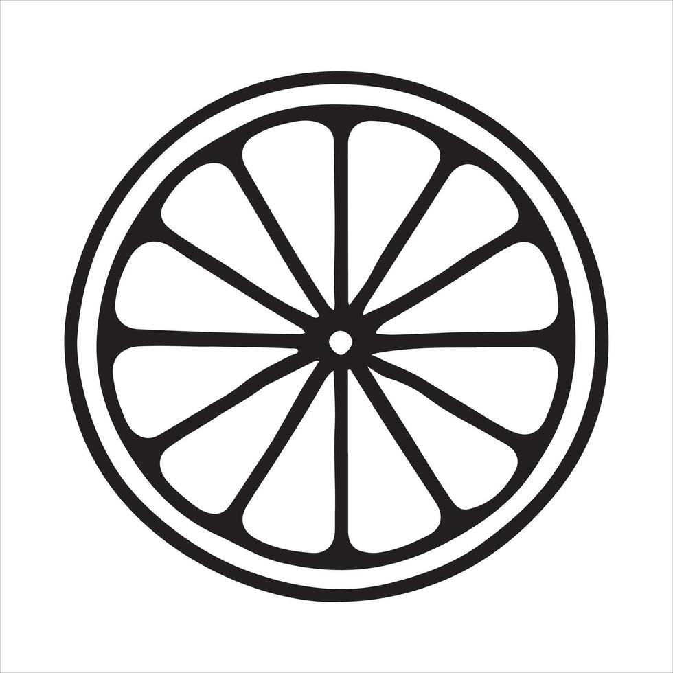 Single one line Black Lemon slice silhouette on white background vector