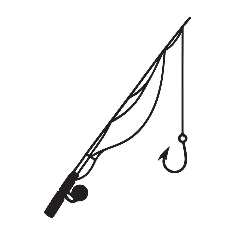 Black fishing hook silhouette on white background vector