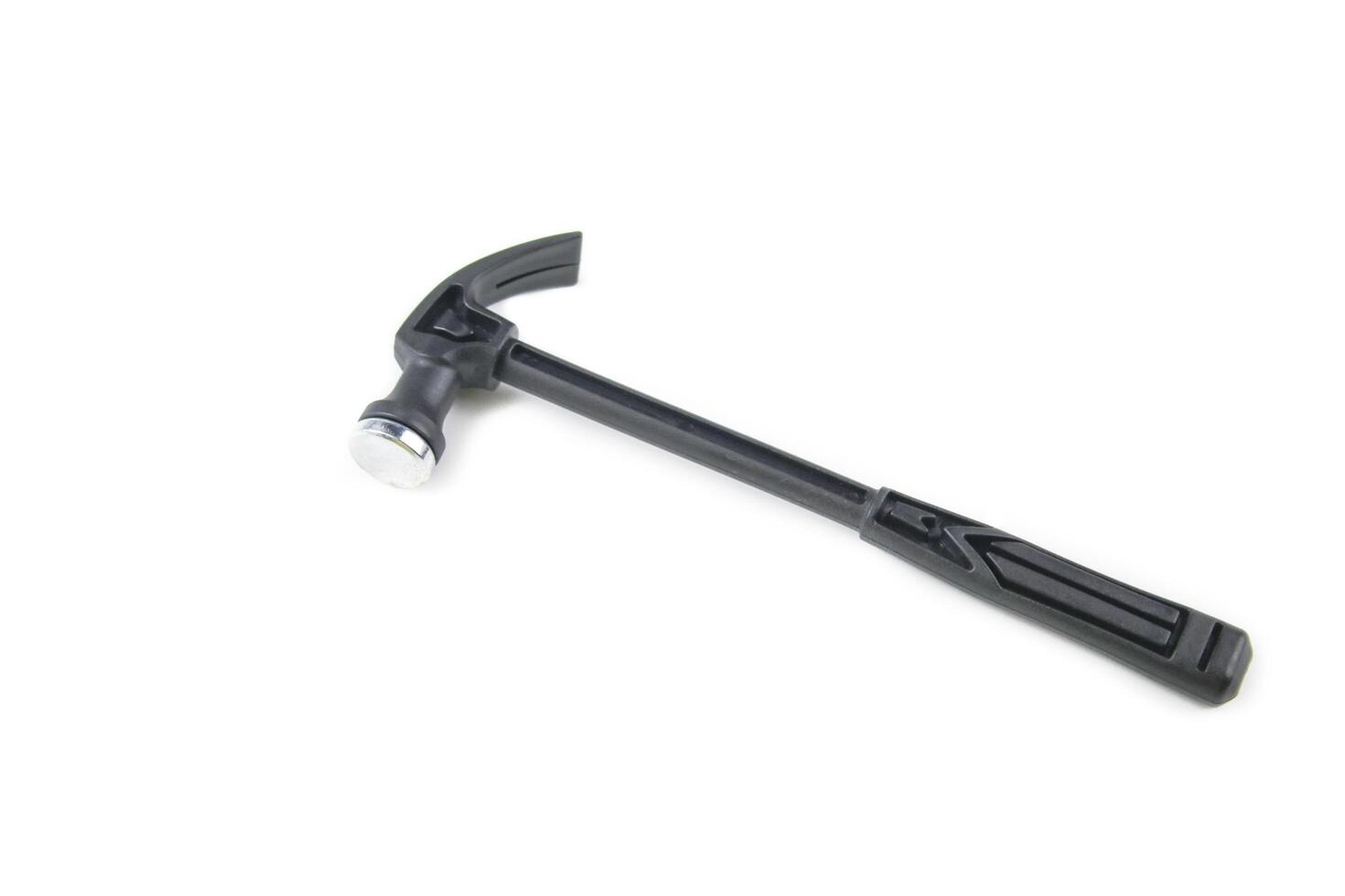 Durable hammer, essential for construction and repair, stands cut out on a white background. It symbolizes strength, precision, and craftsmanship. photo