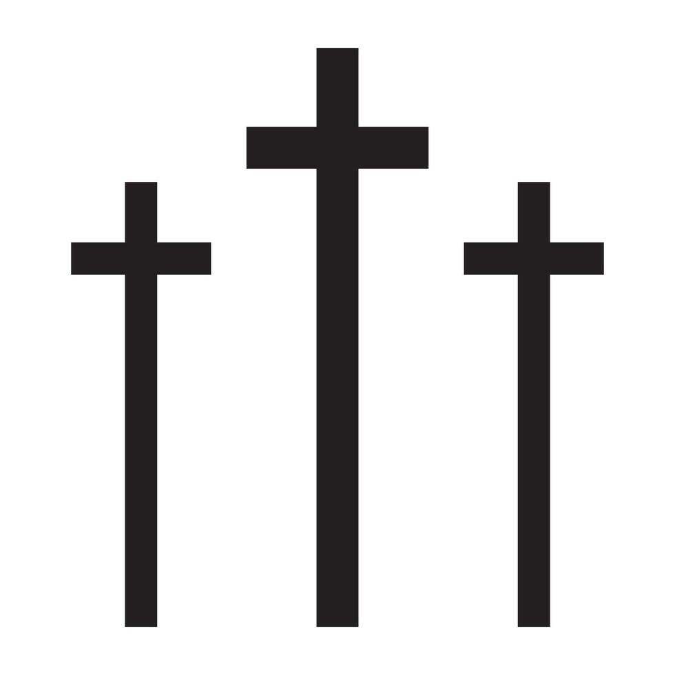 Set of Simple Black and White Christian Crosses vector