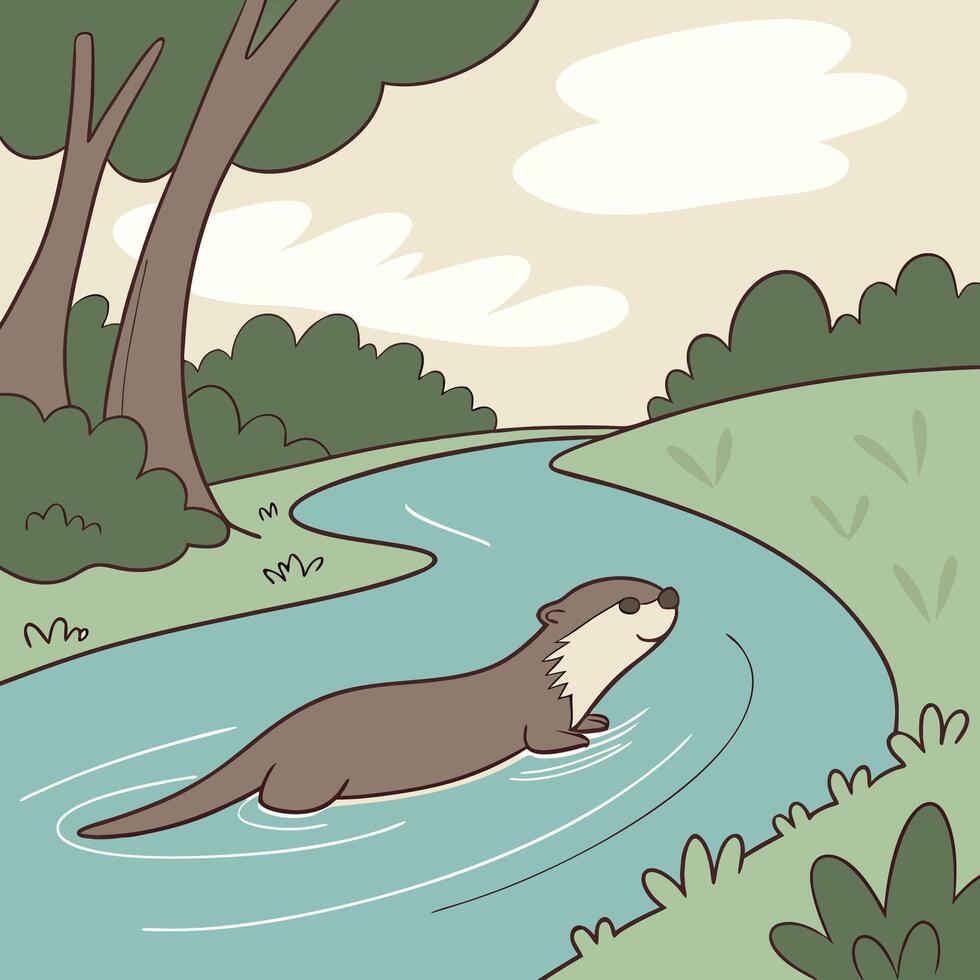 The illustration of otter animal vector