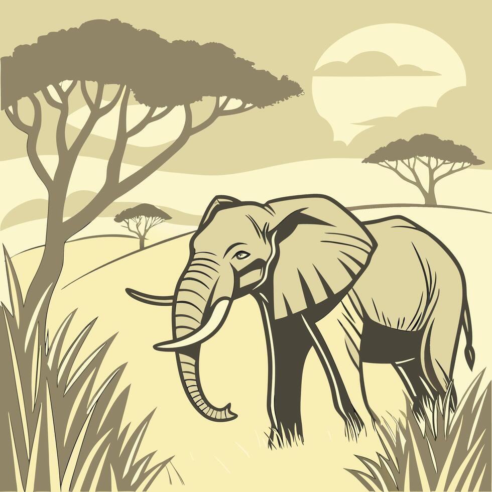 The illustration of elephant animal vector